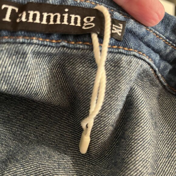 Denim Cut-Off Sleeveless Blue Jean Button Up Shirt Distressed New WITHOUT Tag XL - Picture 7 of 7